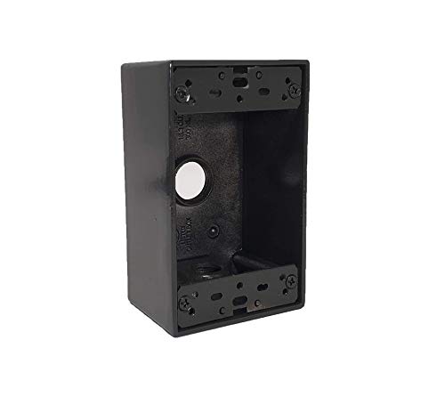 Sealproof 1-Gang 3 1/2-Inch Holes Weatherproof Rectangular Exterior Electrical Outlet Box with 3 Outlet Holes, Three 1/2" Holes, Single Gang, UL Listed, Bronze
