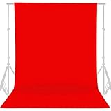 GFCC 6FT x 10FT Red Polyester Backdrop Curtain for Wedding Party Banquet,Fabric Backdrop