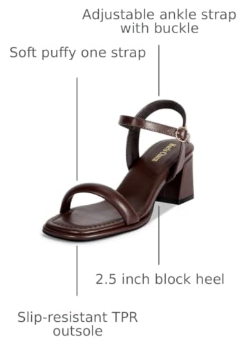 Image of Women's Chunky Block Heeled Sandals Open Toe Strappy Heel | 2.56 Inches Open Toe Ankle Strap Block High Heel Sandal Dress Dancing Sandals Daily Work Party Shoes