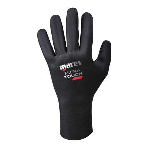 Mares Flexa Touch 2 mm Neoprene Scuba Diving Gloves | Non-Slip Rubberized Palm, Neoprene Lining, Thermal Protection, Black, X-Large/XX-Large