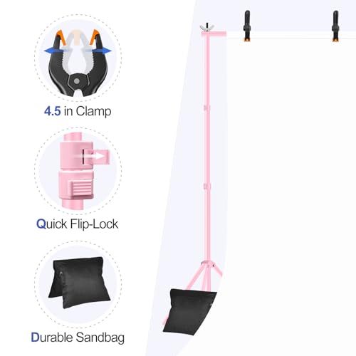 EMART Backdrop Stand 10x7ft(WxH) Photo Studio Adjustable Background Stand Support kit with 2 Crossbars, 8 Clamps, 2 Sandbags and Carry Bag for Parties, Events Decoration, Wedding, Photography -Pink by EMART - Image 4