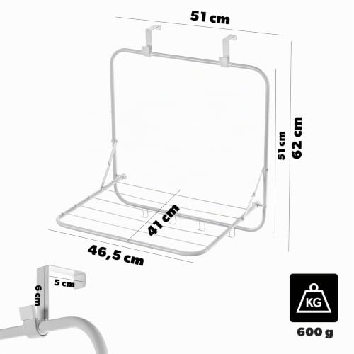 Miniatura 2 de Kadax Tendedero Para Colgar Sobre La Puerta, Secadora De Metal Plegable, Para Colgar Ropa Y Toallas, Estante De Secado