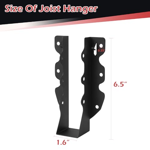 48 Pcs 2"x 8" Joist Hanger,Q235B Steel Black Powder Coated Face Mount Joist Hangers ,Hurricane Ties for Rafters,Tie Brackets for Floor Deck and Ceiling Joists by ICokin - Image 2