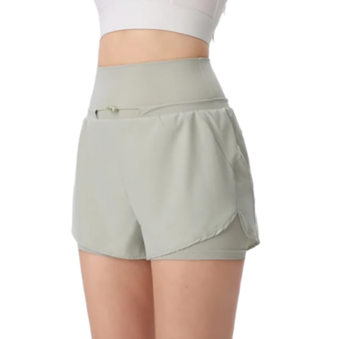 Pantalones cortos para correr al aire libre, pantalones cortos de Yoga de cintura alta para mujer, pantalones cortos transpirables de secado rápido para Fitness, ropa de entrenamiento femenino