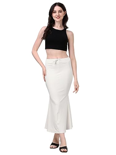Image of Women's Saree Shapewear Petticoat, Cotton Blend Stretchable Mermaid Skirt, High Waist Tummy Control, Smooth Curve Fit with Adjustable Drawstring