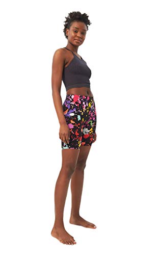 Sissycos Women's 80S Biker Shorts Artistic Splash Printed Buttery Soft Short Leggings (Small-Large, Color Splash Black) #TOP2