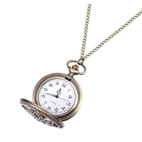 SAFIGLE Retro Taschenuhr Mit Filigranem Hohlmuster Klassische Quarzuhr Aus Zinklegierung Inklusive Langer Kette Vintage Halskette Für Herren Und Damen Praktisches Geschenkaccessoire