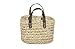 Afrikan Bags - Bolso Capazo de Palma | Bolso de Palma de Base Rectangular con Asa de Cuero Redonda en Cuero Marrón - 23 x 12 x 16 cm