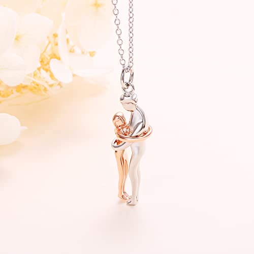 Flyow Mother's Day Nana Hug Necklace S925 Sterling Silver Hugging Matching Necklace For Grandmother Women Christmas Jewelry Gift #TOP1