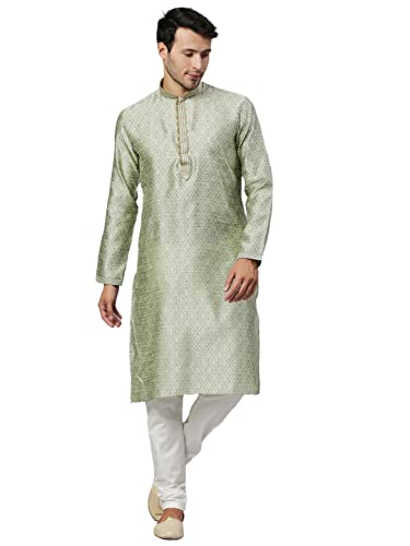 Image of Rajubhai Hargovindas Men's Jacquard Work Kurta Set