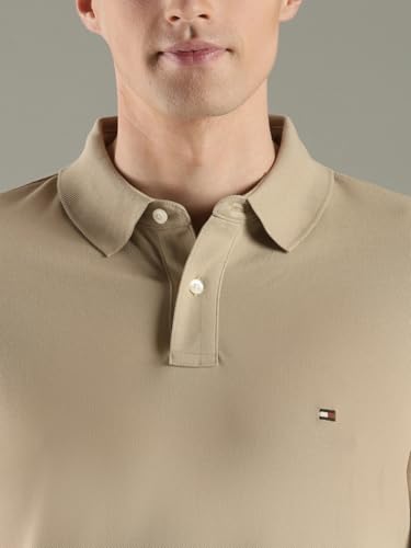 Image of Tommy Hilfiger Solid Regular fit Cotton Polo t-Shirt