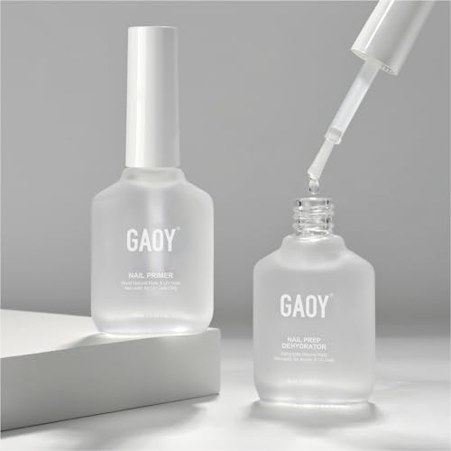 GAOY Nail Dehydrator and Primer, 2 Pcs Acid-Free Natural Nail Prep Dehydrate and Bond Primer Set,...