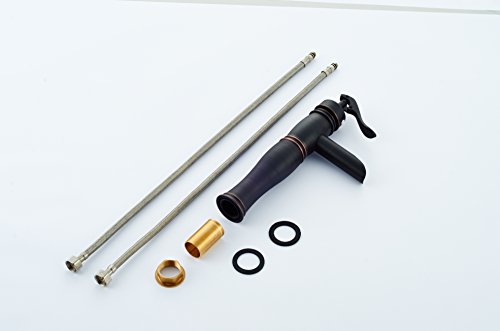 Wovier Oil Rubbed Bronze Waterfall Bathroom Sink Faucet,Single Handle Single Hole Vessel Lavatory Faucet,Basin Mixer Tap Tall Body,Black #TOP5