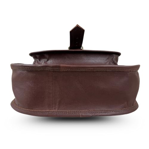 MADOSH Vintage Crossbody Leather Bags for Women Shoulder Handbag - Genuine Leather Shoulder Purse Women Crossover Bag Girls Sling Purse Brown Buckle Clousre (H-11x L-11x W-4)4