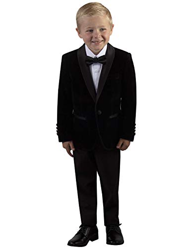 Costume de velours garçons veste revers châle ensemble pantalon cérémonie mariage