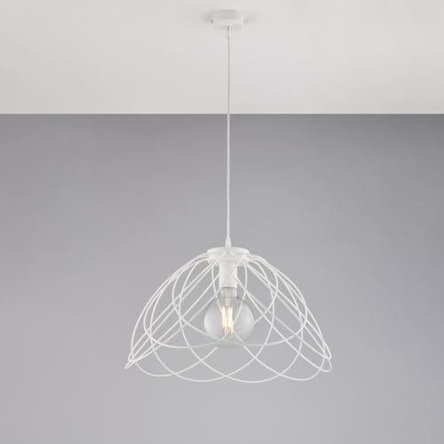 Lustre en fer laqué blanc Pagode avec câble réglable d45cm BL298S1BCO - 2