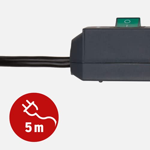 Brennenstuhl Eco Serisi 6’Lı Grup Priz, Yüksek Gerilim Korumalı (Anahtar Ve 5 M Kabloyla Birlikte, Özellikle Elektrik Tasarrufu Sağlar), Renk: Antrasit