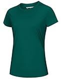 MAGCOMSEN Moisture Wicking Shirts for Women SPF Shirt Short Sleeve Dry Fit Tshirts Crew Neck Workout Athletic Tops Green, L