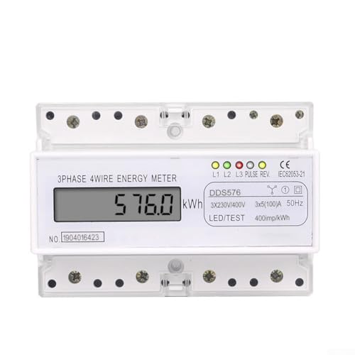 Compteur de puissance numérique kWh triphasé 4 fils rail DIN - 4