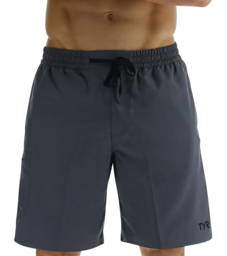TYR Men's Challenger-X Board Shorts Swim Trunk, 8.5" Inseam, Titanium Grey, Large