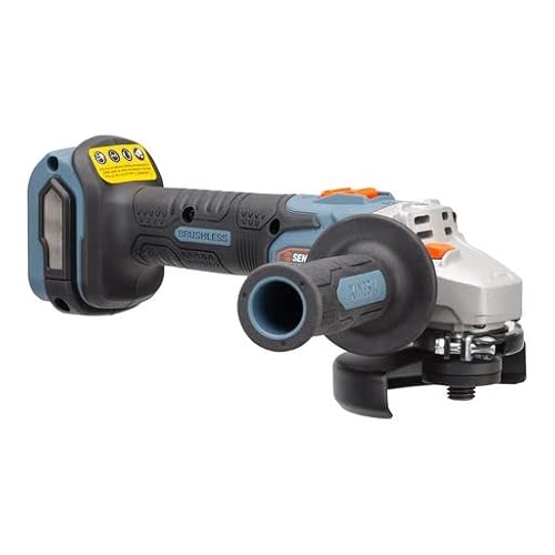 Senix 20 Volt Max* 5-Inch Brushless Angle Grinder, 8500 Rpm Max, 3-Position Auxiliary Handle, Spring-Loaded Safety Slide Switch, Tool Only, Pax2125-M2-0, Blue #TOP3