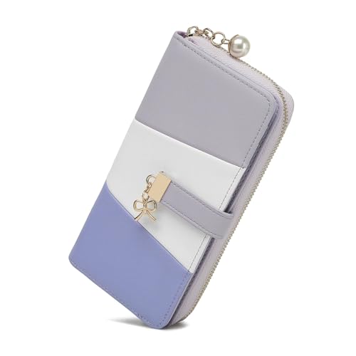 Miss Lulu Damen Geldbörse Klassische Lange Reißverschluss Portmonee Multi-Kartensteckplätze Kunstleder