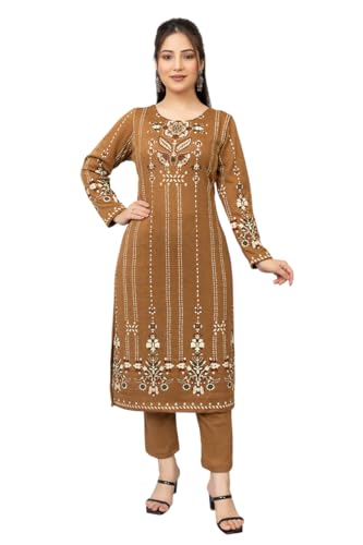Image of HIFZAA Woollen Winter wear Kurti Palazo Set for Womens Warm Kurta Suit for Ladies Pure Wool M to 4XL