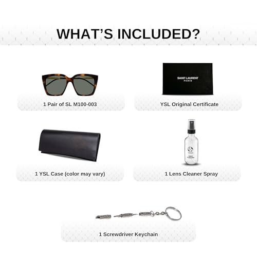 SAINT LAURENT SL M100 Squared shape Sunglasses + Bundle with eSHADES Luxury Eyewear Kit4