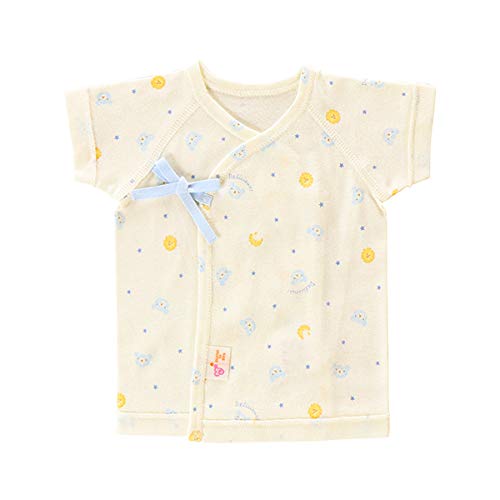 赤ちゃんの城 低出生体重児 短肌着 日本製 45cm 綿100% くまクッキー サックス 春 夏 秋 冬 低体重児