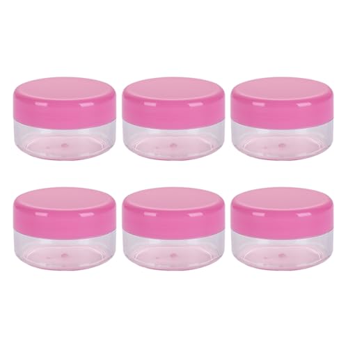 EWOECUI 6 Pcs Contenitori Cosmetici Rosa, 5g Trasparente, Vasetti Plastica, Barattoli Plastica, Per Creme e Polvere, Perline