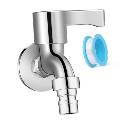 Kisangel 全銅製洗濯機用壁付け蛇口 耐圧強化 漏れ防止シール付き 洗面所 屋外ガーデン対応 高耐久コールドウォーターファ