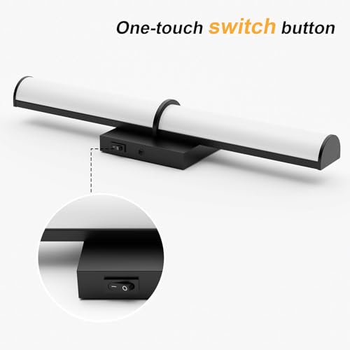 OOWOLF 17.3Inch Modern Black Vanity Light Fixture with Switch, 12W 5000K Led Bathroom Light Fixture Over Mirror, Hardwired Wall Light, 1200LM Vanity Light Bar for Mirror Bedroom Hallway Living Room by OOWOLF - Image 9