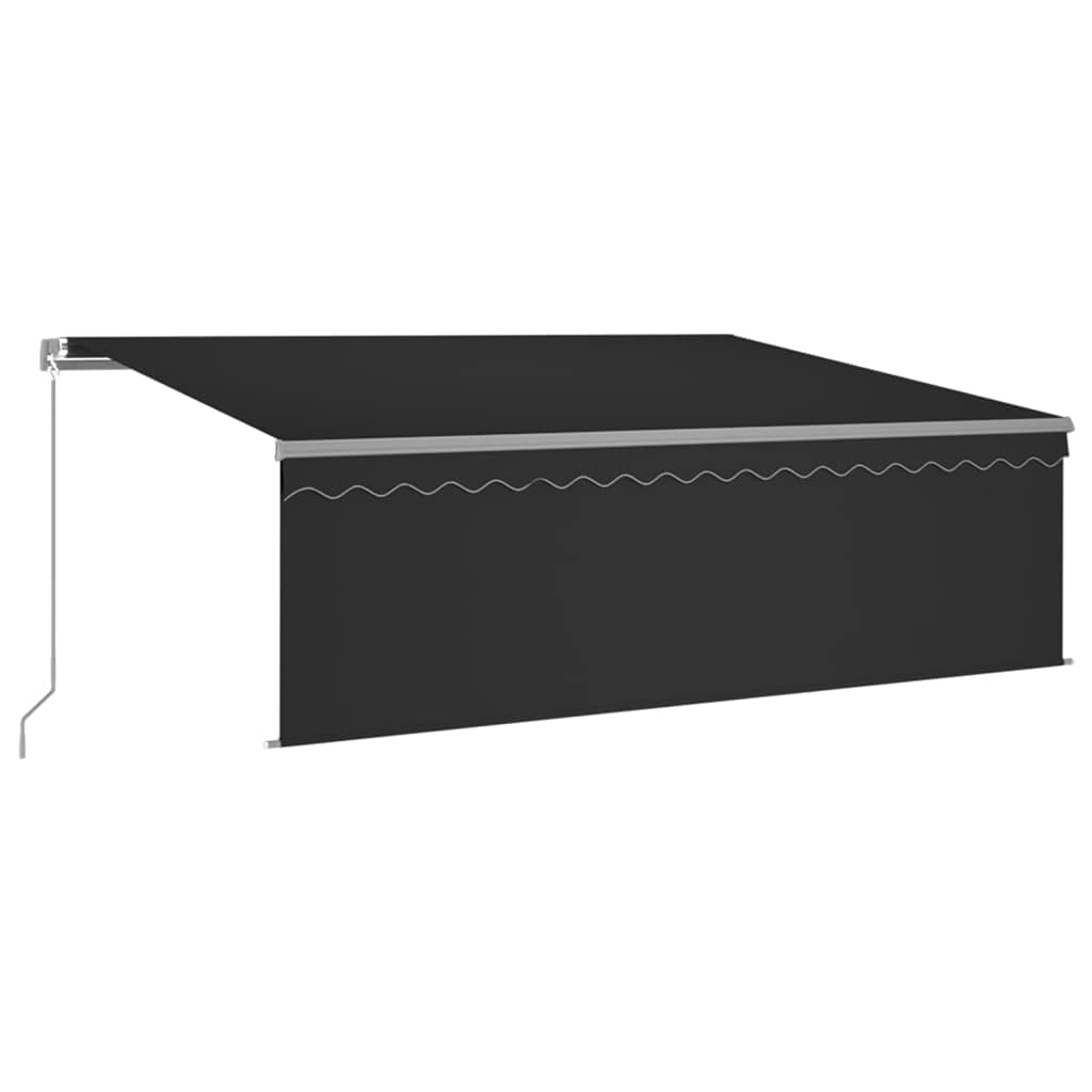 Tenda da sole manuale, retrattile, 4 x 3 m, con braccio articolato, colore antracite, protezione solare per balcone e terrazza, tenda a manovella con telaio in alluminio e tessuto in