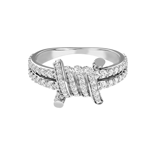 LeCalla 925 Sterling Silver CZ Rings for Women | Barbed Wire Eternity Bands Ring | Cubic Zirconia Eternity Wedding Band Promise Rings for Her(Size 5-8 No.)
