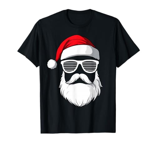 Cooler Weihnachtsmann mit Weihnachtsmütze, Sonnenbrille und Vollbart...