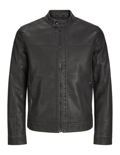 JACK & JONES Jjewarner Washed Pu Jacket Noos, Negro, x_l