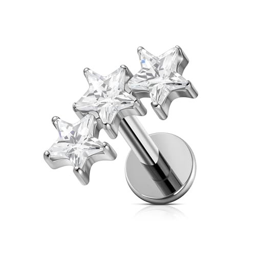 FINE4U �w���b�N�X�s�A�X �W���G���[ 16G 6mm 8mm - ASTM F136 �`�^�� �g���v���X�^�[ �N���X�^�[ ��C�������O�A�l�W���߃t���b�g�o�b�N�X�^�b�h