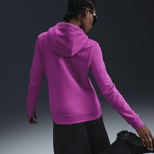 Nike Sportswear Club Fleece Women's Logo Pullover Hoodie (DQ5775-518, Hot Fuchsia/White) Size Small2