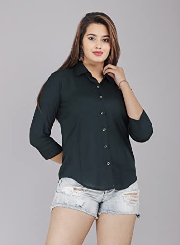 Image of Women Solid Shirt for Office & Casual wear | 3 /4th Sleeves Spread Collar