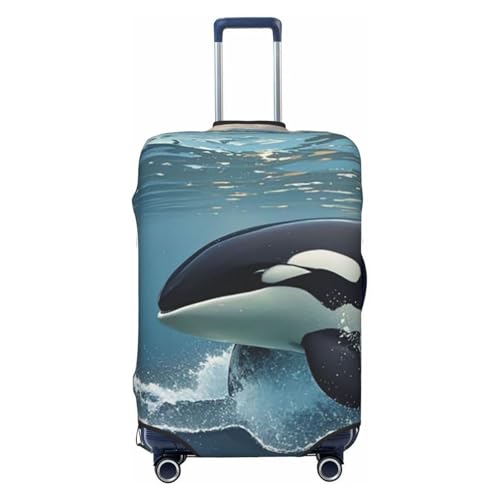 Orca Killer Whale Travel Luggage Cover Suitcase Protector Washable Elastic Suitcase Cover Anti-Scratch Luggage Protector Travel Suitcase Baggage Cover Fits 18-32 Inch Suitcase Large