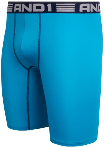 And1 Men's Underwear – Long Leg Performance Compression Boxer Briefs (10 Pack), Size Small, Assorted Blue #TOP4