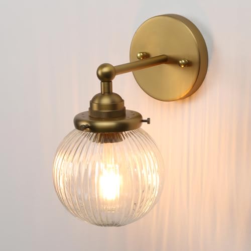 Pathson Vintage Industriel Applique Murale E27 Luminaires Intérieur Abat-jour en Verre Globe Ø15CM Lampe Murale pour Salon,Cuisine, Salle de bain (Antique)