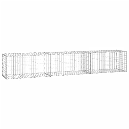 vidaXL Gabion Basket – Welded Steel Mesh Cage for Garden, Outdoor Landscape, Retaining Wall, Fencing, Rock or Stone Barrier, Plant Protector, Root Guard, Gopher & Squirrel Proof, 118'x19.7'x19.7'