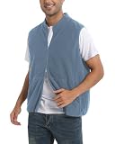 Argstar Men's Fleece Vest with Zipper Pockets, Full-Zip Casual Lightweight Sleeveless Outerwear Gilet Greylish Blue L