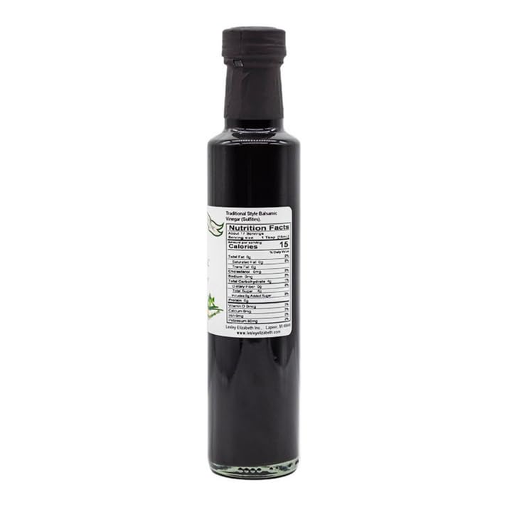 Image of Lesley Elizabeth Aged Balsamic Vinegar - Authentic Modena Italian Balsamic, Rich & Syrupy Flavor - Perfect for Salads, Veggies, Meats & Cheese - 8.5 fl oz (250ml) Glass Bottle