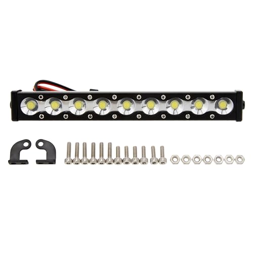 MEUS RACING RC Car LED Lights Roof Light Bar Kit - 1/10 1/8 Scale RC Crawler Upgrades for Axial SCX10, Wraith, Traxxas TRX4, TRX6, Redcat Gen8 (95mm, 9 Beads)