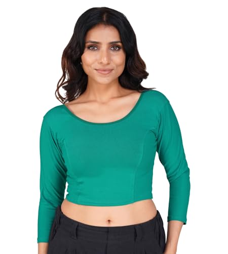 Image of Fressia Fabrics Women's Cotton Readymade Saree Blouse Stretchable Crop Top Choli Bustier Top
