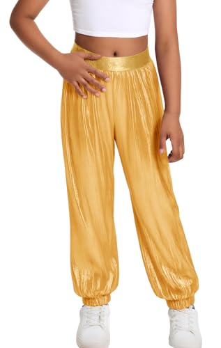 Metallic Cargo Pants for Girls Hip Hop Glitter Pants Dancing Shiny Pants Streetwear