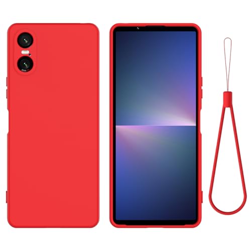 BRAND SET Funda Silicona para Sony Xperia 10 Vi, Tacto Suave, Antigolpes y Antirayas, Silicona Case Premium con Forro de Microfibra Compatible con Sony Xperia 10 Vi Funda (Rojo)