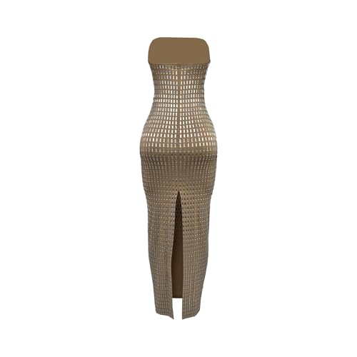 Image of PORRCEY Women's Sexy Elegant Rhinestone Sleeveless Party Club Night Hot Drilling Clubwear Evening Dresses